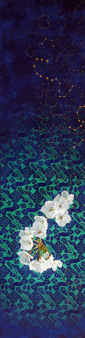 ‘풍류-벚꽃은 피고’, 31X122, 2018년작.