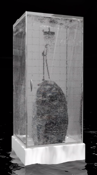 박재훈 작가는 지극히 개인적인 공간에서조차 공공위생의 요구를 받는， 살균을 위한 공간을 `샤워룸`이라는 영상으로 나타냈다.
